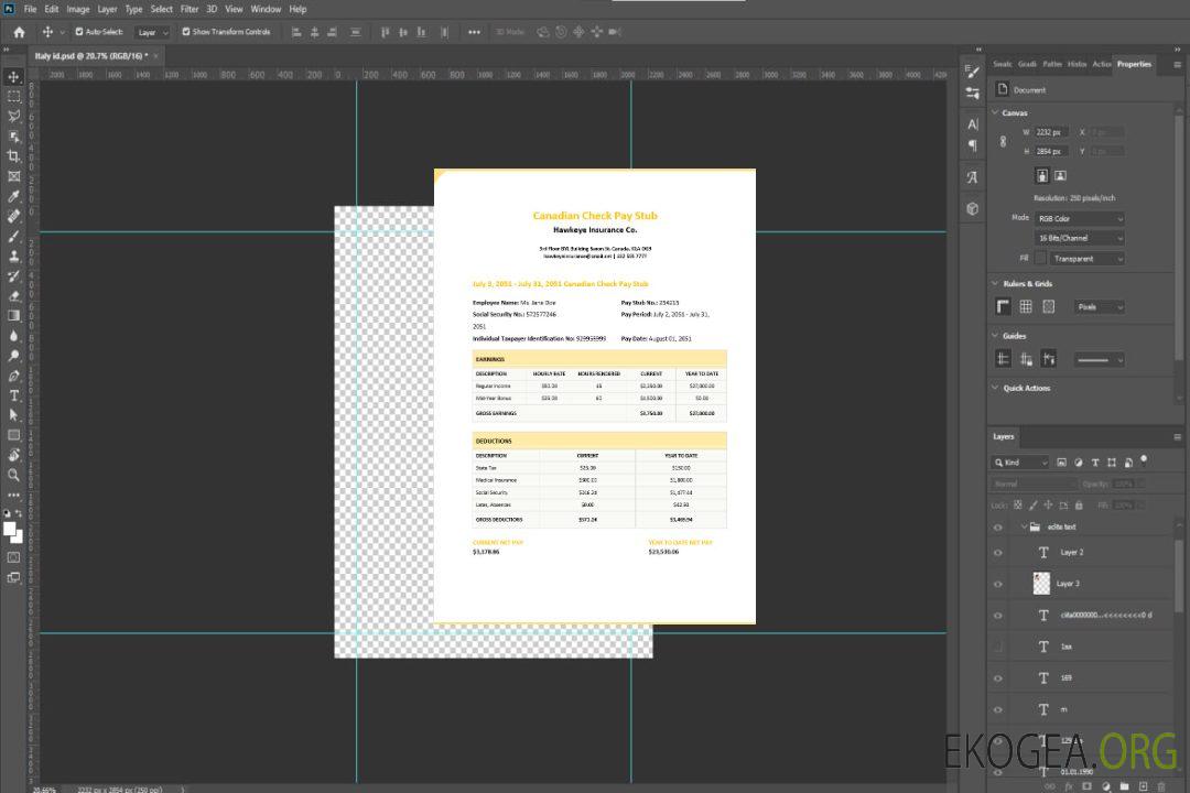 Modèle de talon de paie de chèque canadien template Modèle de talon de paie de chèque canadien template